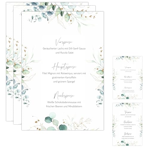 Eummel 14 Zauberhafte Menükarten im Boho Design | Format DIN A5 | Individuell anpassbare Speisekarten Getränkekarten für die Hochzeit Geburtstag Jubiläum | Tischdeko Menu Blanko von Eummel