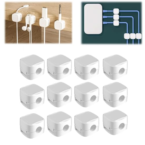 Charging Cable Magnetic Cable Organizer Storage Holder, Cord Organizer- Cable Clips, For Home Office Desk (White*12) von Eunmsi