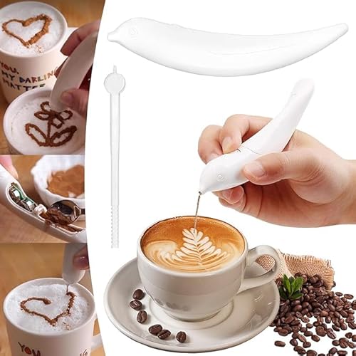 Eunmsi 2025 New Spice Pen for Latte Art,Latte Art Pen, Latte Art Pen for Coffee,Spice Pen,Coffee Stencils Latte Art,Electrical Coffee Carving Pen,for Coffee,Cinnamon Powder,Powered By Battery (1 pcs) von Eunmsi