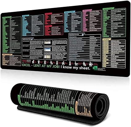 Excel Cheat Sheet Desk Mat, Excell Cheat Sheet Desk Mat,Excel Mouse Pad Shortcuts,Pc Office Spreadsheet Waterproof Mouse Pad,Extended Large Excel Shortcut Mouse Pad (C) von Eunmsi