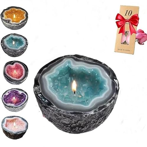 Intention/Healing Crystal Energy Candle,DIY Crystal Healing Candles,Intention Candle with Crystals,Funny Candle Bowls,Scented Candles for Meditation & Cleansing Negative Energy (Blue, M) von Eunmsi
