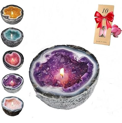 Intention/Healing Crystal Energy Candle,DIY Crystal Healing Candles,Intention Candle with Crystals,Funny Candle Bowls,Scented Candles for Meditation & Cleansing Negative Energy (Purple, S) von Eunmsi