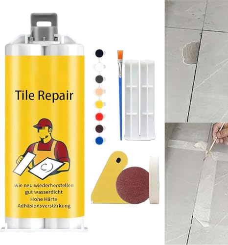 Multifunctional Tile Stone Crack Repair Kit, Porcelain Repair Kit,Tile Granite and Marble Repair Kit,Tile and Ceramic Glaze Repair Paste,for Fix Cracked Bathtub Chip Countertop Porcelain (1 set) von Eunmsi
