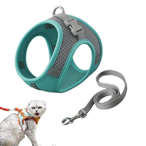 Stimulicat Cat Harness,Escape Proof Soft Mesh Vest for Indoor Cats,Side-Through No-Pull Design,Adjustable&Lightweight with Reflective Strips,Breathable,Easy to Wear for Walking& Outdoor (Blue, M) von Eunmsi