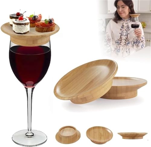 Wine Glass Charcuterie Topper, Bamboo Wine Glass Topper Coasters,Wine Glass Charcuterie Board Toppe,for Family Gatherings, Restaurants, Bars (2 pcs) von Eunmsi