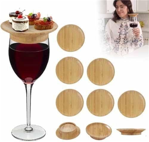 Wine Glass Charcuterie Topper, Bamboo Wine Glass Topper Coasters,Wine Glass Charcuterie Board Toppe,for Family Gatherings, Restaurants, Bars (6 pcs) von Eunmsi