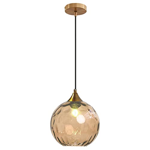 Euone_Clothes Welligkeit Glaskugel Pendelleuchte in Gold-Finish Industrielle Vintage E27 Loft Bar Hängelampe Pendellampe Esszimmer Küchen Kronleuchter Deckenleuchte - Bernstein von Euone_Clothes