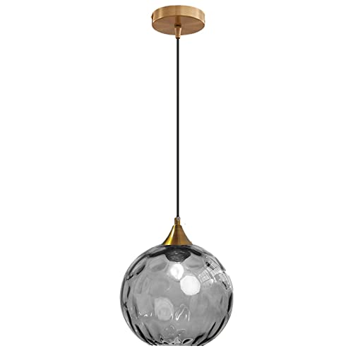 Euone_Clothes Welligkeit Glaskugel Pendelleuchte in Gold-Finish Industrielle Vintage E27 Loft Bar Hängelampe Pendellampe Esszimmer Küchen Kronleuchter Deckenleuchte - Grau, GYDD-0729-1 von Euone_Clothes