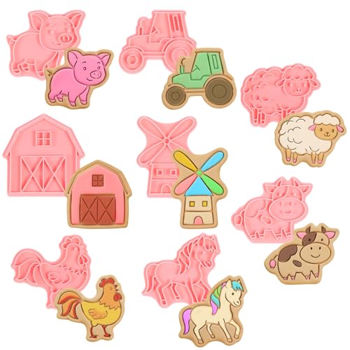 8 Stk Tiere Ausstechförmchen Ausstecher Stempel Tiere mit Bauernhoftier-Motiven, Keksausstecher 3D lustige Keksform Küchen-Backset Geeignet zum Backen von Keksen und zur Kuchendekoration" von EupHHonycs
