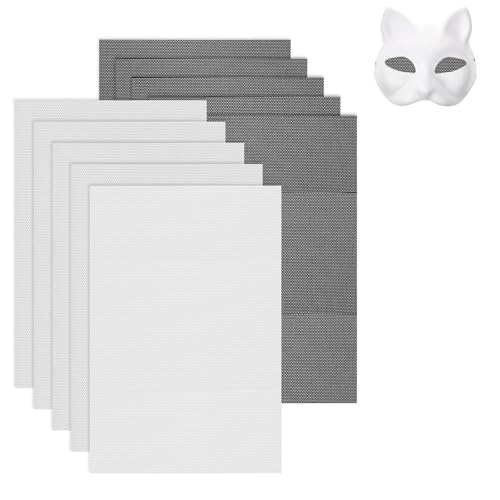 Fursuit Augen Plastiknetz Weiß Schwarz, 10 Blätter 0,5mm PVC Plastik Augen Netzblatt Wasserdicht Bedruckbar Therian Netze für Furry Cosplay Requisiten Fursuits Handwerksherstellung, 30cm x 20cm von EupHHonycs