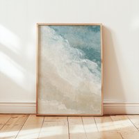 Abstract Blue & Beige Poster | Minimalist Calm Serene Beach Inspired Art Print Textured Neutral Earthy Modern Coastal Decor von EuphoriaTheresa