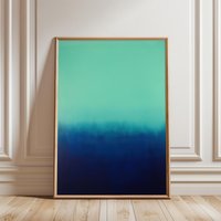 Abstract Deep Blue & Turquoise Gradient Art Print | Ombre Ocean Inspired Minimalist Poster Elegant Statement Calm Soothing von EuphoriaTheresa