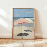 Beach Poster | Summer Painting Parasol At The Neutral Pastel Art Sea Print Coast Beach Poster | Summer Painting Parasol At The Neutral Pastel Art Sea Print Coast von EuphoriaTheresa
