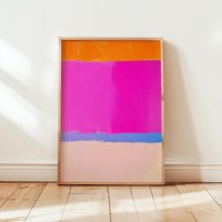 Bold Minimalist Dopamine Decor Poster | Vibrant Neon Color Field Wall Art in Pink & Orange Modern Abstract Striped Print von EuphoriaTheresa