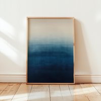 Calming Blue Gradient Art Print | Minimalist Ombre Poster Ocean Inspired Abstract Wall Tranquil Color Therapy Meditation von EuphoriaTheresa