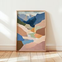 Contemporary Earthy Tones Mountain Art Print | Abstract Minimalist Mid-Century Wall Blue & Brown Decor Nature Inspired Boho Contemporary Earthy Tones Mountain Art Print | Abstract Minimalist Mid-Century Wall Blue & Brown Decor Nature Inspired Boho von EuphoriaTheresa