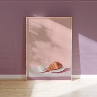 Croissant Poster | Coffee Art Print Foodie Latte Pink Wall Preppy Modern Minimalist Kitchen Breakfast von EuphoriaTheresa
