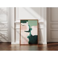 Emerald Green & Blush Abstract Art Print | Minimalist Modern Scandi Poster Sage Pastel Contemporary Imperfect Wabi Sabi Wall von EuphoriaTheresa
