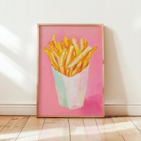 French Fries Art Print | Foodie Poster Preppy Pink Modern Wall Kitchen Dopamine Decor Trendy Food French Fries Art Print | Foodie Poster Preppy Pink Modern Wall Kitchen Dopamine Decor Trendy Food von EuphoriaTheresa
