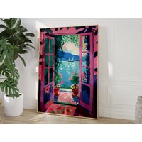 Matisse Open Window | Inspired Lake View Poster Mediterranean Art Print Pastel Colorful Wall Optional Frame von EuphoriaTheresa
