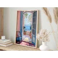 Matisse Open Window | Inspired Sea View Art Print Pastel Poster Mediterranean Fauvist Wall Optional Wooden Frame von EuphoriaTheresa