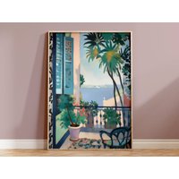Matisse Poster | Vintage Sea View From A Terrace Inspired Mediterranean Art Print Pastel Optional Frame von EuphoriaTheresa