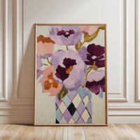 Maximalist Modern Floral Art Print | Abstract Purple Poppy Flower Bouquet Poster Vase Pastel Nordic Scandi Folk Boho Decor Maximalist Modern Floral Art Print | Abstract Purple Poppy Flower Bouquet Poster Vase Pastel Nordic Scandi Folk Boho Decor von EuphoriaTheresa