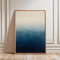 Minimalist Ethereal Blue Gradient Art Print | Modern Calm Scandi Poster Deep Denim Navy Abstract Ocean Serene Ombre Color Field von EuphoriaTheresa