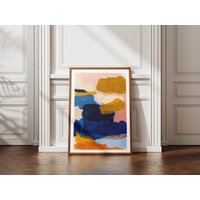 Modern Abstract Minimalist Landscape Poster | Blue & Ochre Wall Art Vibrant Mid Century Indigo Clouds Inspired Modern Abstract Minimalist Landscape Poster | Blue & Ochre Wall Art Vibrant Mid Century Indigo Clouds Inspired von EuphoriaTheresa
