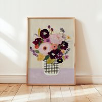 Modern Floral Art Print | Scandinavian Vase Still Life Abstract Flower Bouquet Poster Contemporary Pastel Hygge Decor von EuphoriaTheresa