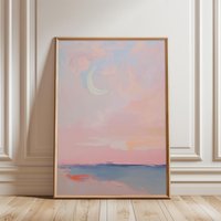 Pastel Crescent Moon & Ocean Art Print | Minimalist Abstract Boho Sky Wall Poster Dreamy Soft Seaside Landscape Pastel Crescent Moon & Ocean Art Print | Minimalist Abstract Boho Sky Wall Poster Dreamy Soft Seaside Landscape von EuphoriaTheresa