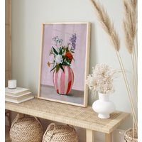 Pink Striped Vase Floral Still Life Print | Modern Impressionist Wildflower Bouquet Poster Colorful Purple Botanical Decor Cottagecore Pink Striped Vase Floral Still Life Print | Modern Impressionist Wildflower Bouquet Poster Colorful Purple Botanical Decor Cottagecore von EuphoriaTheresa
