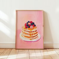 Preppy Pink Pancake & Berries Poster | Cute Dopamine Decor Kitchen Wall Breakfast Illustration Foodie Art Print Whimsical Preppy Pink Pancake & Berries Poster | Cute Dopamine Decor Kitchen Wall Breakfast Illustration Foodie Art Print Whimsical von EuphoriaTheresa