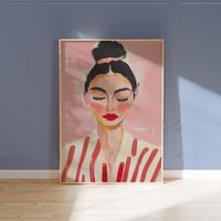 Relaxing Woman Portrait | Modern Abstract Feminist Poster Pink & Red Feminine Wall Decor Minimalist Contemporary Art Print Relaxing Woman Portrait | Modern Abstract Feminist Poster Pink & Red Feminine Wall Decor Minimalist Contemporary Art Print von EuphoriaTheresa