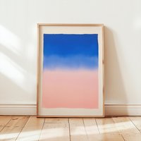 Serene Minimalist Blue & Pink Gradient Poster | Contemporary Abstract Ombre Wall Art Ethereal Gallery Tranquil Calming von EuphoriaTheresa