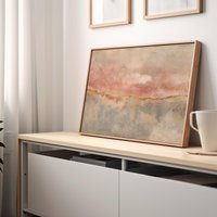 Soft Elegant Abstract Horizontal Wall Art | Texture Look Print Earthy Muted Colors & Gold Accent Poster Feminine Gallery von EuphoriaTheresa