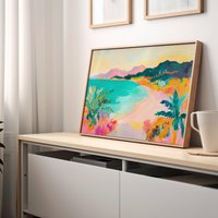 Tropical Beach Poster | Vacation Vibrant Palm Trees & Ocean View Fauvist Coastal Art Turquoise Horizontal Living Room Decor Tropical Beach Poster | Vacation Vibrant Palm Trees & Ocean View Fauvist Coastal Art Turquoise Horizontal Living Room Decor von EuphoriaTheresa