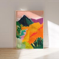 Vibrant Dopamine Poster | Abstract Mountain Print Colorful Modern Wall Art Vivid Whimsical Landscape Orange & Green Vibrant Dopamine Poster | Abstract Mountain Print Colorful Modern Wall Art Vivid Whimsical Landscape Orange & Green von EuphoriaTheresa