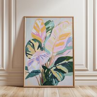 Vibrant Tropical Calathea Plant Art Print | Colorful Abstract Botanical Poster Modern Greenery Decor Neon Pastel Leaf von EuphoriaTheresa