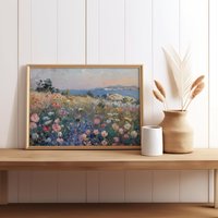 Wildflower Meadow Art Print | Impressionist Coastal Landscape Poster Romantic Floral Wall Vintage Inspired Cottagecore Seaside von EuphoriaTheresa