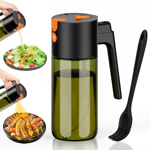 Euqvunn Ölsprüher für speiseöl 500 ml, 2-in-1 Sprüh- und Gießfunktion, lichtblockierendes Glas, Nachfüllbare öl sprühflasche für Küche, Heißluftfritteuse, Salat und Grillen, mit Bürste (Schwarz) Euqvunn Ölsprüher für speiseöl 500 ml, 2-in-1 Sprüh- und Gießfunktion, lichtblockierendes Glas, Nachfüllbare öl sprühflasche für Küche, Heißluftfritteuse, Salat und Grillen, mit Bürste (Schwarz) von Euqvunn