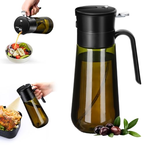 Euqvunn Olivenöl Ölsprüher, 2-in-1 Spray & Gieß Glas-Ölsprühflasche [Feiner Sprühnebel & Verstopfungsfreier Filter] Ölsprüher Ölspray Ölzerstäuber für Speiseöl, Airfryer, Ofen, Öl/Essig/Soße, 580ml von Euqvunn