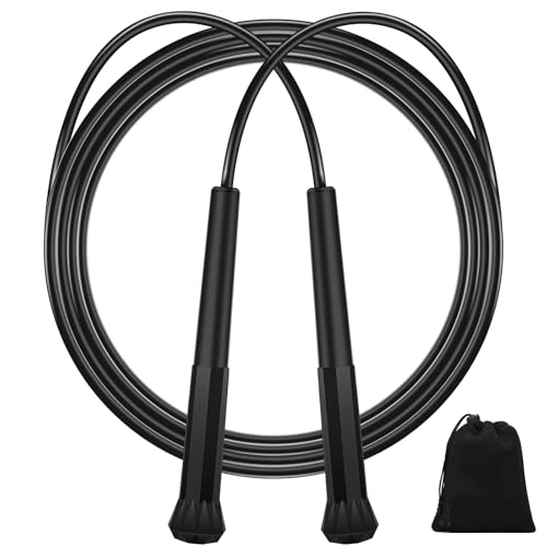 Euqvunn Springseil für Erwachsene - Leichtes Seilspringen Mit Tasche, PVC Ohne Verheddern, für Boxen, Unterwegs Fitness Workout, Schnelligkeitstraining von Euqvunn