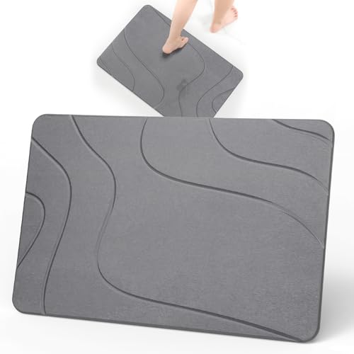 Euqvunn Stein Badematte Schnelltrocknend 60 x 39 cm, Rutschfeste Saugfähige Badezimmerteppich, Harte Badezimmermatte, Stein-Trocknungsmatte Diatomeenerde für Küche, Badezimmer & Dusche – Grau Euqvunn Stein Badematte Schnelltrocknend 60 x 39 cm, Rutschfeste Saugfähige Badezimmerteppich, Harte Badezimmermatte, Stein-Trocknungsmatte Diatomeenerde für Küche, Badezimmer & Dusche – Grau von Euqvunn