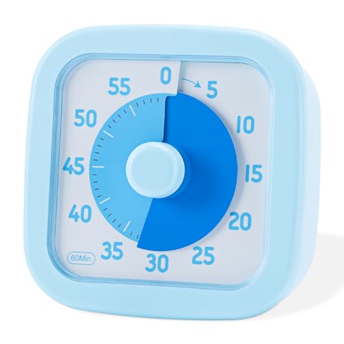 Euqvunn Visueller Timer Kinder, 60 Minuten Countdown Timer für Kinder Erwachsene, Leiser Zeitmesser, Klassenzimmer Timer mit Mit Stummschalt Funktion, Kurzzeitmesser für Küche Schule Büro, Blau Euqvunn Visueller Timer Kinder, 60 Minuten Countdown Timer für Kinder Erwachsene, Leiser Zeitmesser, Klassenzimmer Timer mit Mit Stummschalt Funktion, Kurzzeitmesser für Küche Schule Büro, Blau von Euqvunn