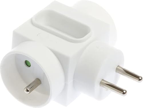 EUR'OHM Fiche multiprises - 2 sorties latérales 2P+T 16A et 1 latérale 2P 6A - Interrupteur et Prise von Eur ohm