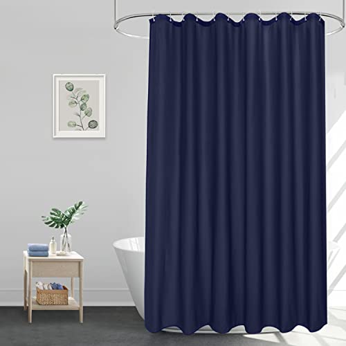 EurCross Blau Duschvorhang 220 lang Wasserdicht Textil Stoff Duschvorhänge für Badezimmer, Anti Schimmel Antibakteriell Waschbar Badvorhang 180x220 mit 12 Ringen von EurCross