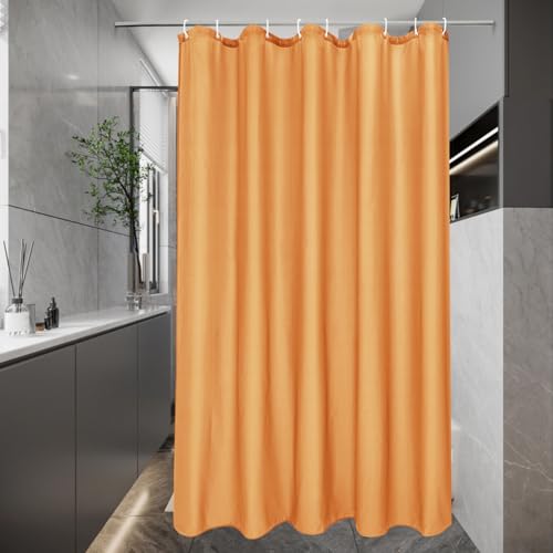 EurCross Duschvorhang 120 x 200 Schmaler Textil Stoff Wasserdicht Duschvorhänge, Orange Klein Antischimmel Waschbar Badevorhang mit 8 Ringen von EurCross