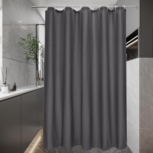 EurCross Duschvorhang 150x200 cm Textil Wasserdicht Duschvorhänge, Dunkelgrau Schnell Trocknend Antischimmel Waschbar Polyestergewebe Badvorhang mit 10 Ringen von EurCross