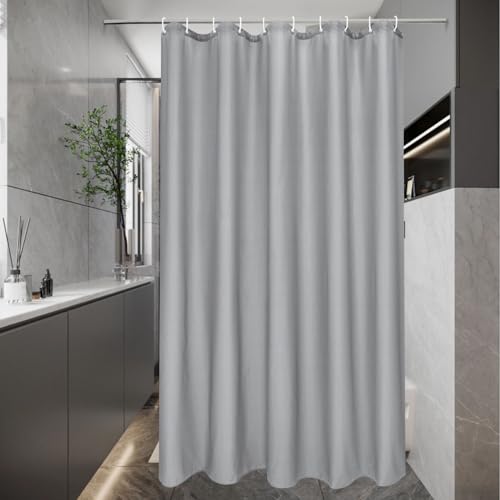EurCross Duschvorhang 150x200cm Grau Stoff Badvorhang, Wasserdicht Antischimmel Waschbar Duschvorhänge mit 10 Ringen von EurCross